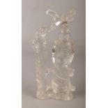 An early 20th century Chinese rock crystal carving of Guanyin. Damaged.