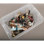 A box of mostly quartz wristwatches to include Timex etc.