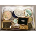 A tray of compacts and pill boxes to include Kigu, Straton etc.