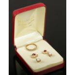 A 9 ct gold Diamond ring, size N and dress jewellery earrings