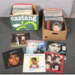Two boxes of records to include Queen, Bruce Springsteen, Iron Maiden, Diana Ross, The Who etc.
