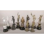 A box of ten spelter figures.