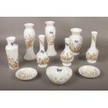 A collection of Aynsley Bone China 'Cottage Garden', vases, pin dishes , candlesticks etc