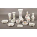 A collection of Aynsley Bone China trinkets, vases, to include Coalport ceramics.