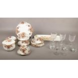 A ceramic floral tea set and glassware's.