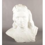 A plaster bust of a lady. (height 47cm).