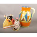 A Kevin Francis porcelain model Little Clarice, along with a large copy of a lotus jug and a