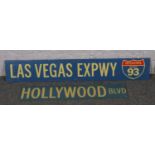 Two American themed painted road signs, Hollywood Blvd and Las Vegas Expwy. Provenance, Lathom Hall,