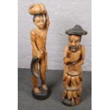 Two carved wooden figures ( approx 118 cm height tallest)