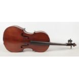 A cello, probably 19th century. Spurious label for Antonius Stradivarius, 76.5cm. Break where the