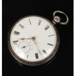 A Victorian silver fusee pocket watch. By William Taylor, Wolverhampton. With enamel dial and