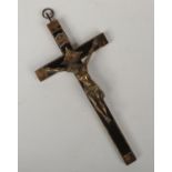 An early 20th century Continental bronze mounted hardwood Corpus Christi, 17.5cm. Good condition.