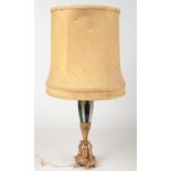 An early 20th century gilt bronze and bohemian glass tablelamp. The glass is emerald green with