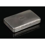 A Victorian silver table snuff box by Thomas Fairbairn. With engine turned engraving, floral thumb-