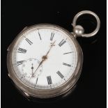 A George V silver pocket watch. Kays Empire English Lever. With gilt hands, enamel dial and