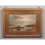 Edward Tucker (1847-1910) gilt framed watercolour. Beach fishing scene, signed E. Tucker, 23cm x