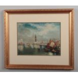 Italian school, early 20th century gilt framed oil. View across the grand canal to the Doge's