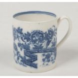 A Caughley coffee cup with grooved loop handle. Printed in underglaze blue with the Fence pattern. C