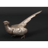 A cast silver model of a pheasant by Fattorini & Sons Ltd. Assayed London 1972. 350 grams, 23cm.