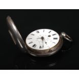 A George III silver half hunter fusee pocket watch by J. Wilson, Peterborough. With enamel dial