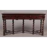 A 19th century mahogany dresser base in William and Mary style. With three drawers framed with