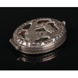 A 19th century Hanau silver mounted ovoid locket by Gebruder Dingeldein. Decorated with