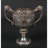 A George III silver twin handled presentation trophy cup by Joseph Angell. With cornucopia formed