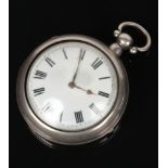 A Victorian silver pair cased fusee pocket watch by James Dysart. Movement numbered 57698. Assayed