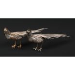 A pair of 20th century Spanish silver models of golden pheasants, 266 grams combined, 26cm. Good