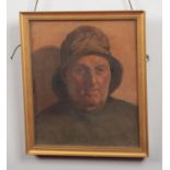 An early 20th century gilt framed oil on canvas. Portrait of a fisherman. Unsigned, canvas