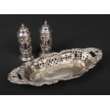 A Victorian pierced silver lozenge shaped dish by Henry Matthews. Assayed Birmingham 1895, 22cm.