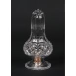 A George V cut glass sugar dredger of baluster form. With silver stopper by Deakin & Francis,