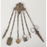 A 19th century Continental chatelaine and appendages.