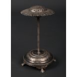 A Judaic silver stand. The top formed as a sunflower and raised on paw supports. Stamped F. Almenar,