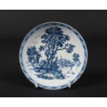 A rare and interesting 18th century English porcelain saucer probably Bow or Isleworth of neatly