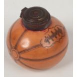 A novelty inkwell formed as a football, possibly by James Macintyre & Co. Rd No. 67873, 5.5cm.