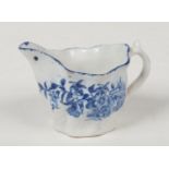 A Caughley low Chelsea ewer. Painted in underglaze blue with flowers and insects c.1780, 6.5cm. Good