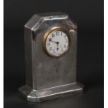 Military interest, a silver mounted desk clock by Walker & Hall. Engraved with the crest of the