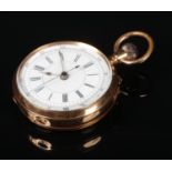A 19th century Swiss 18 carat gold chronograph pocket watch with stop watch function. Having