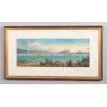 Italian schoo, framed gouach manner of Luigi Bartezago (1820-1905). Extensive landscape, Lago
