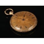 A 19th century Swiss 18 carat gold cased pocket watch repeater. With matt gold dial chased with