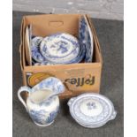 A box of Blue & White ceramic's, tureens, charger plate, jug, plates etc to include NSPCC cabinet