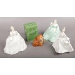 Three Coalport lady ceramic figures to include Samantha, Justine and Gwen along with a box Beswick