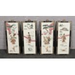 Four oriental style wooden pictures Chips to frames.