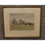 A framed watercolour painting titled 'Waterloo Kiln' Rockingham potteries signed Griff, dated 1975.