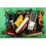 A box of play worn diecast vehicles, to include Burago, Matchbox etc.