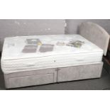 A grey ottoman 3/4 bed by Health Beds along with Health Beds New York 1000 mattress. Mattress