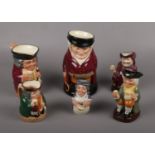 Six Royal Doulton Toby jugs, The Huntsman, Jolly Toby, Falstaff, Happy John, Honest Measure, The