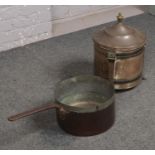 A Large heavy Victorian saucepan & Similar lidded pot