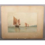 J Donald (British early 20th century) unframed watercolour. Seacscape with sailing boats. Signed,